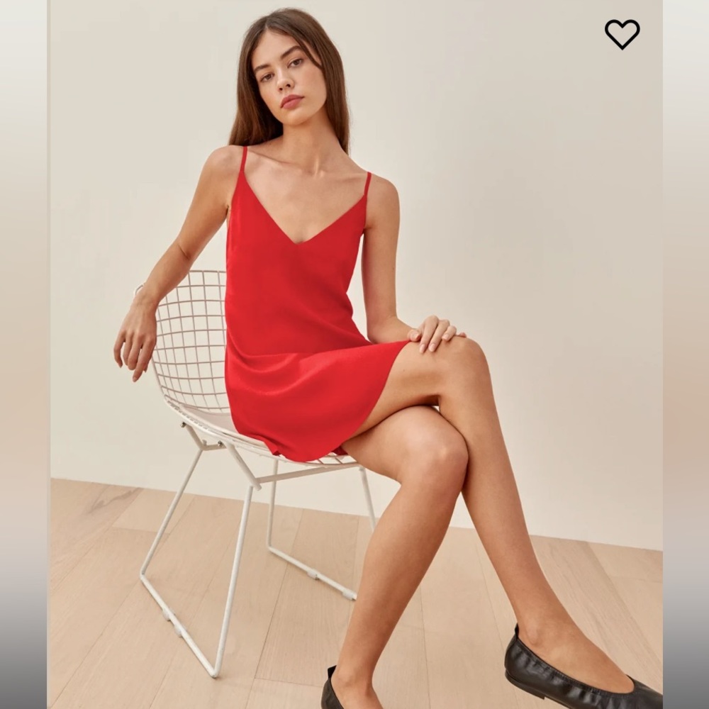 Reformation Marlowe Dress in Cherry Red Small